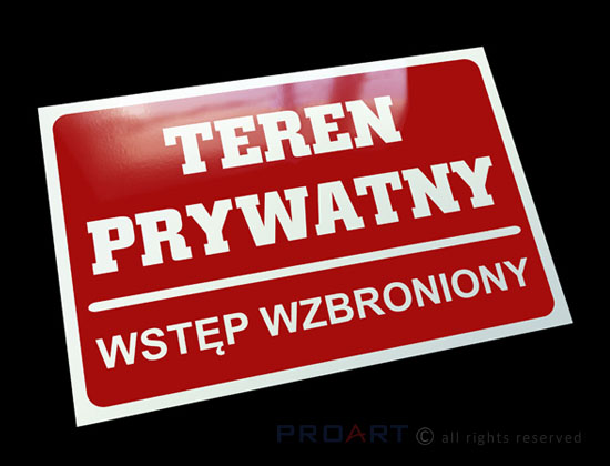 metalowa tabliczka teren prywatny