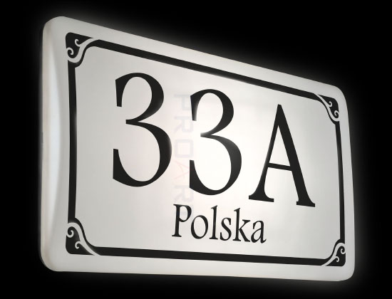 Prostokątny podświetlany numer na dom z czujnikiem zmierzchu